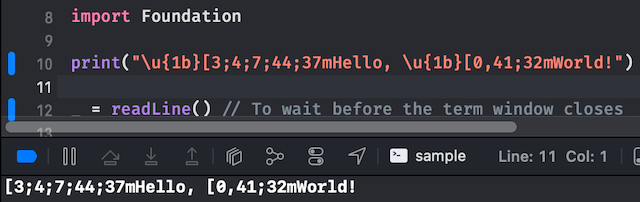 Bad ANSI output example.